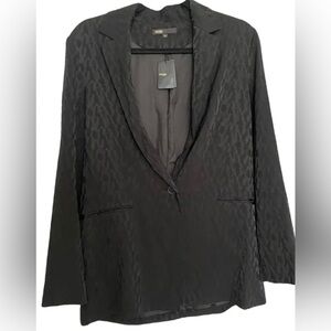 Maje Black Textured Blazer leopard print size 40 about a 6-8 not worn